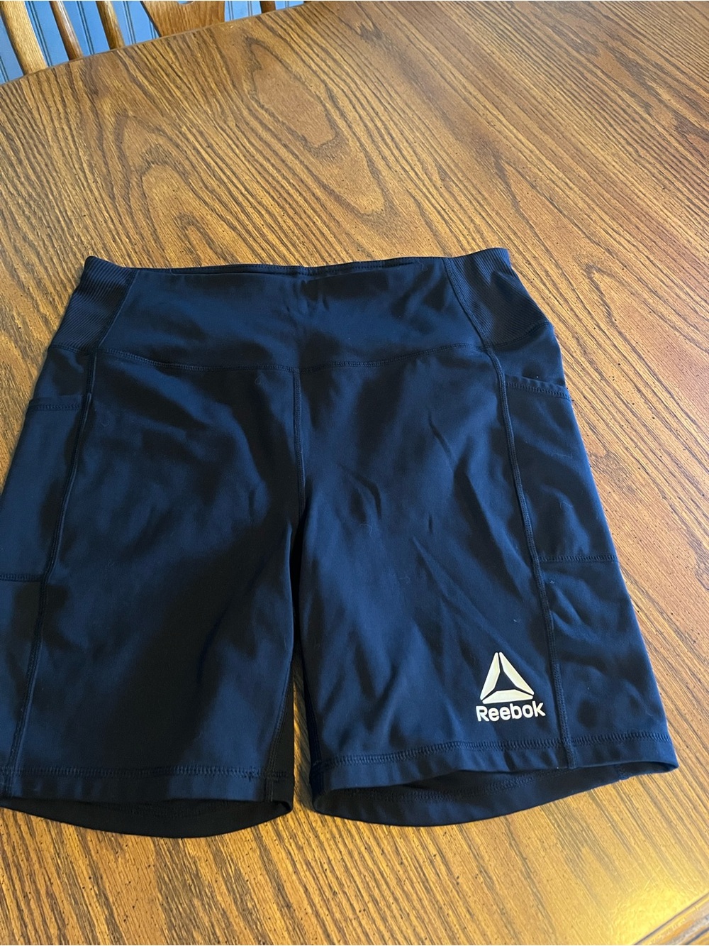 Reebok Black Women's Athletic Shorts with White Logo